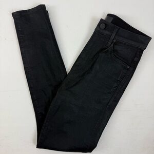 Mother Denim‎ The Swooner Ankle Jeans Size 26 Wet Print Black Coated Skinny